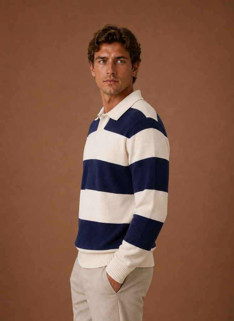 Suéter de Polo de Punto a Rayas para Hombre | Areleon