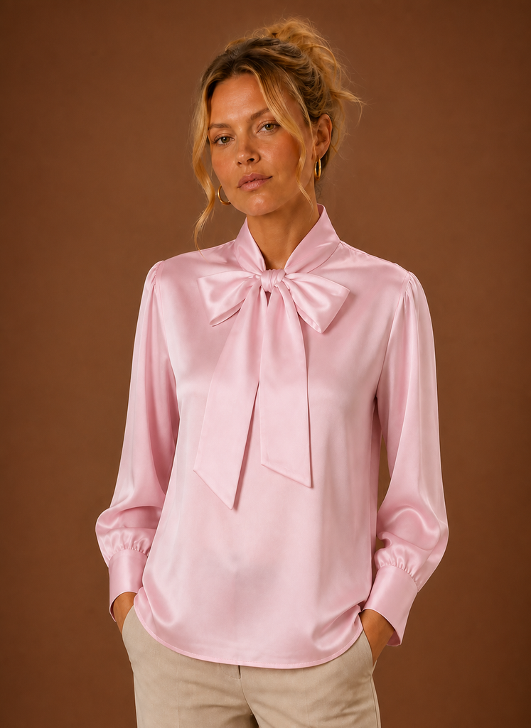 Blusa de Satén con Lazo para Mujeres | Areleon