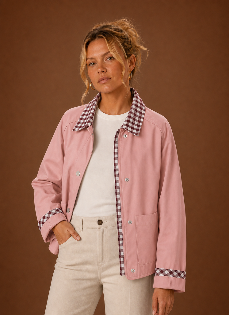 Chaqueta de granja para mujeres - Abrigo casual con cuello a cuadros | Areleon