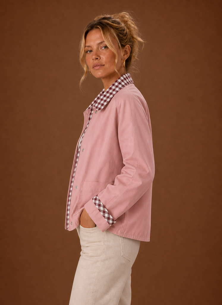 Chaqueta de granja para mujeres - Abrigo casual con cuello a cuadros | Areleon