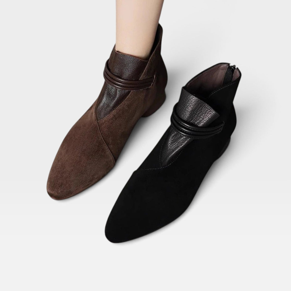 Botas de Tobillo Elegantes para Mujeres de Ante Genuine