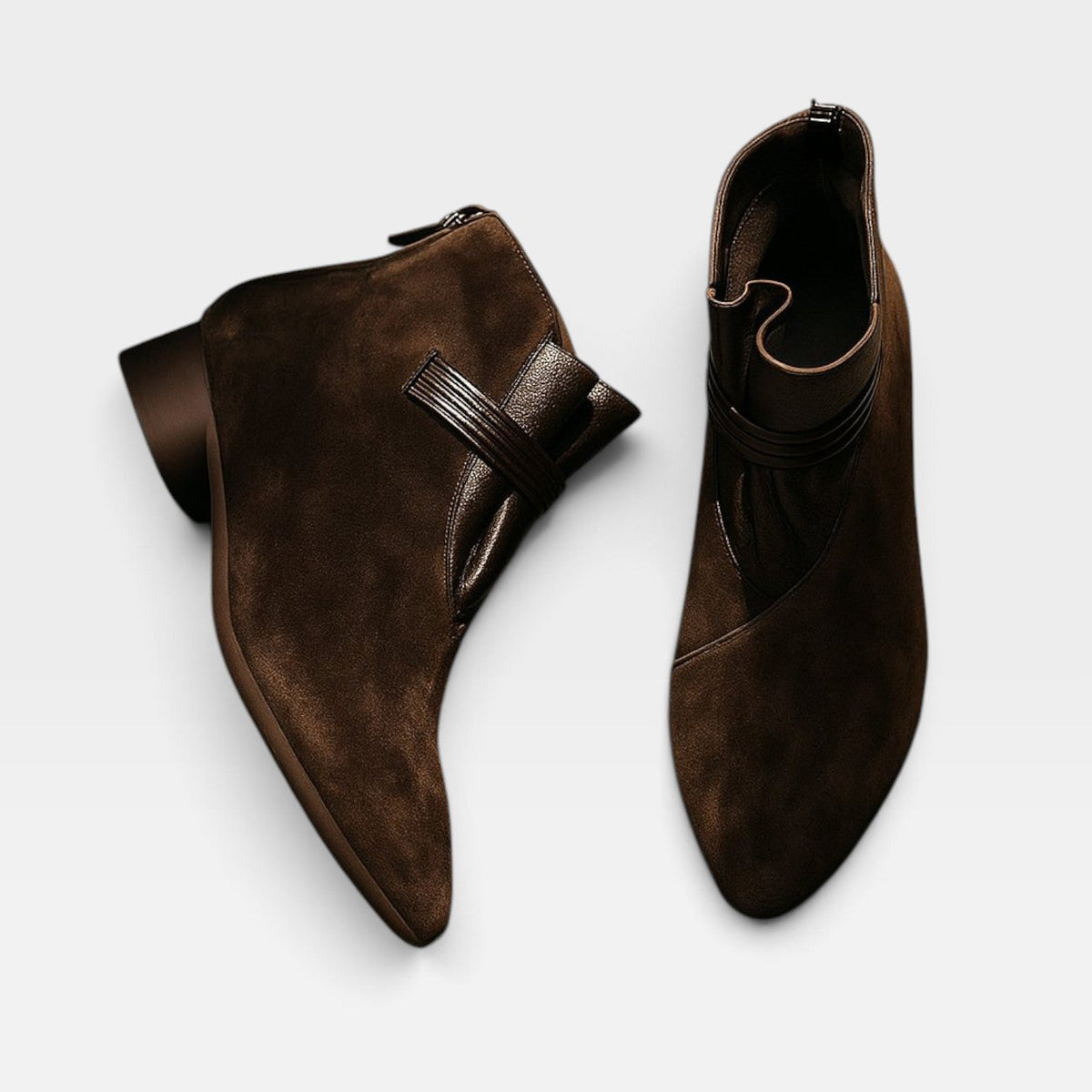 Botas de Tobillo Elegantes para Mujeres de Ante Genuine