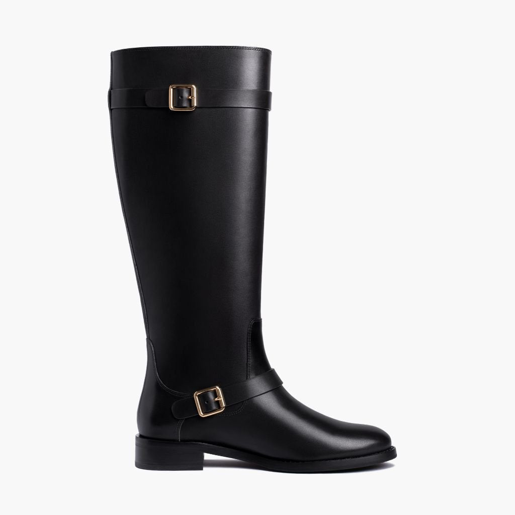 Botas de Cuero de Tacón Alto para Mujer con Pantorrilla Ancha