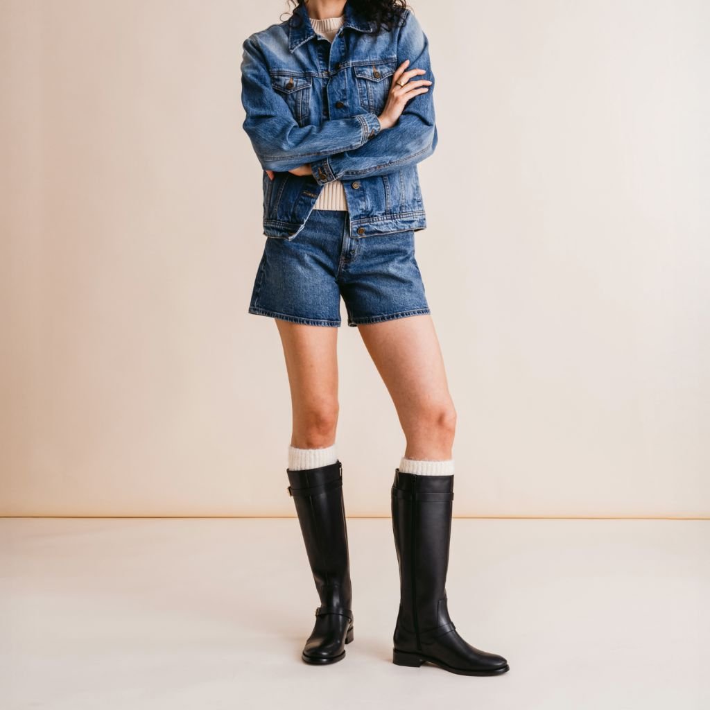 Botas de Cuero de Tacón Alto para Mujer con Pantorrilla Ancha