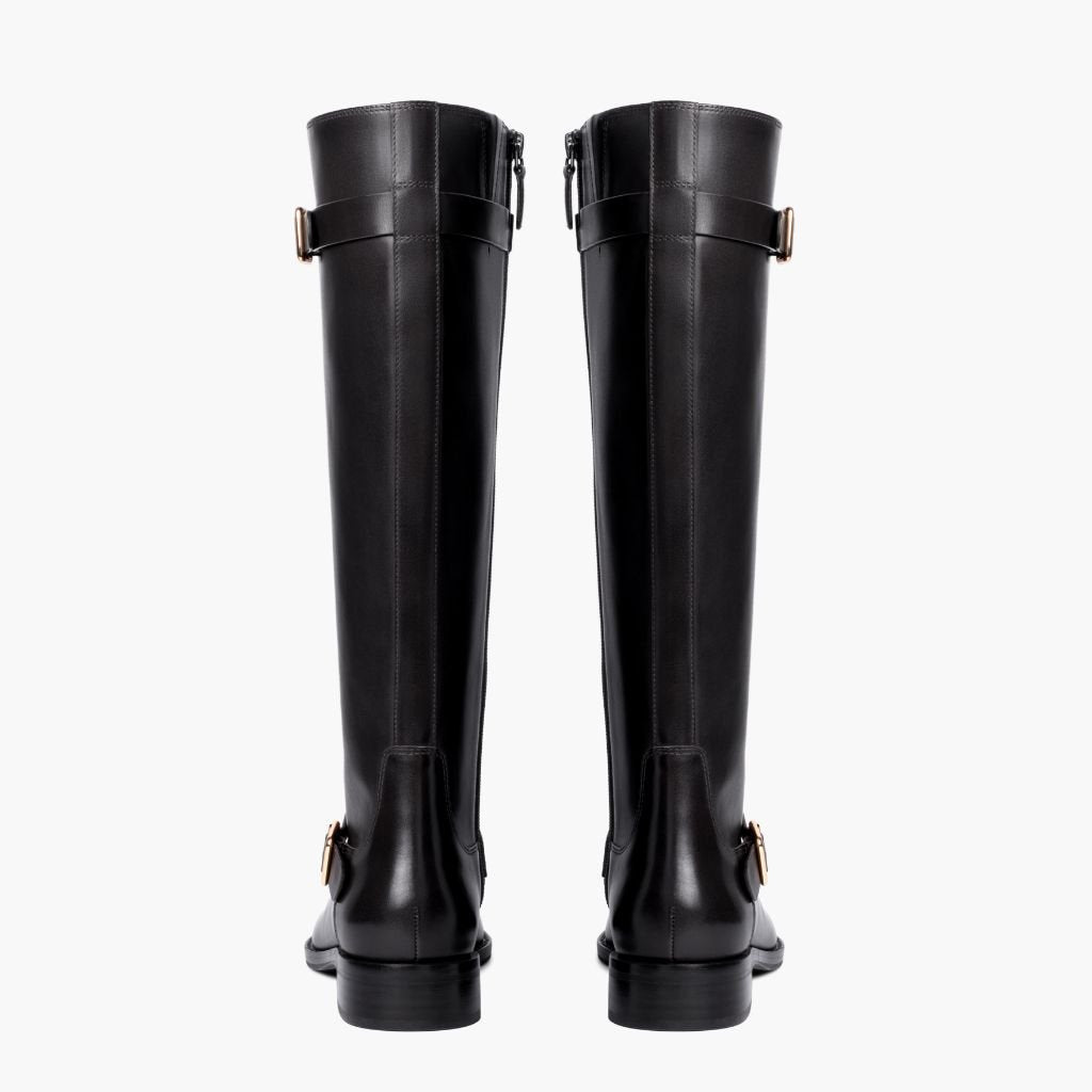 Botas de Cuero de Tacón Alto para Mujer con Pantorrilla Ancha