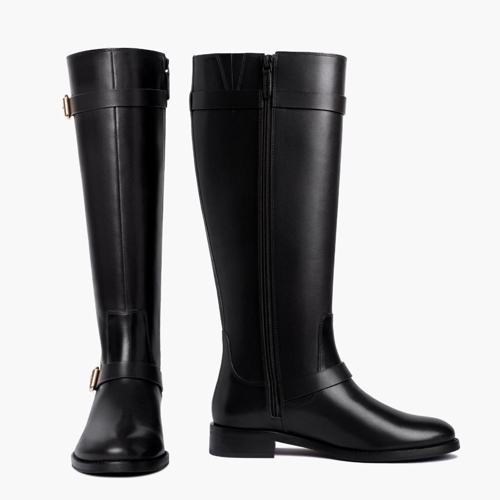 Botas de Cuero de Tacón Alto para Mujer con Pantorrilla Ancha