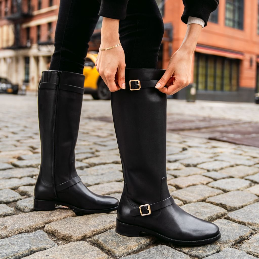 Botas de Cuero de Tacón Alto para Mujer con Pantorrilla Ancha