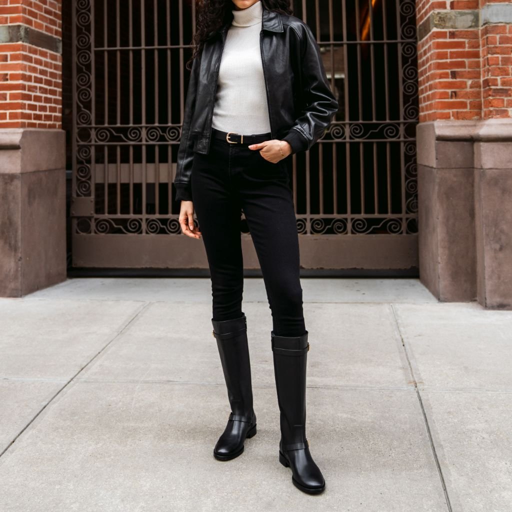 Botas de Cuero de Tacón Alto para Mujer con Pantorrilla Ancha