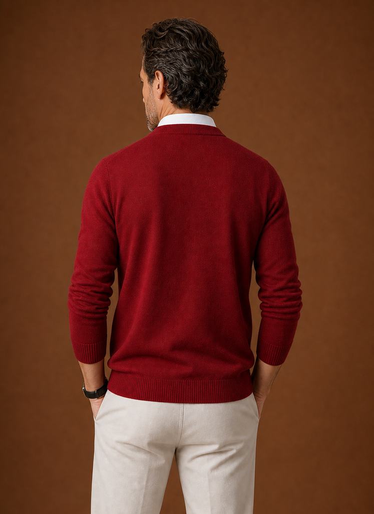 Suéter de Punto de Cuello en V para Hombre - Pulóver Casual | Areleon
