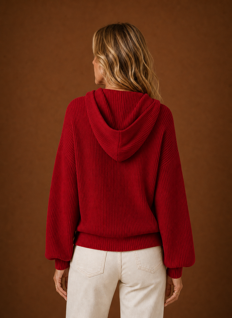 Cardigan de Punto para Mujeres - Suéter con Capucha y Botones | Areleon