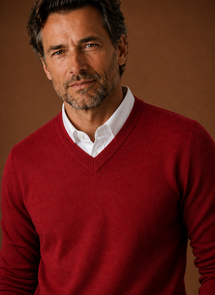 Suéter de Punto de Cuello en V para Hombre - Pulóver Casual | Areleon