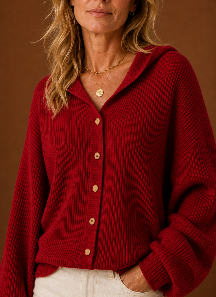 Cardigan de Punto para Mujeres - Suéter con Capucha y Botones | Areleon