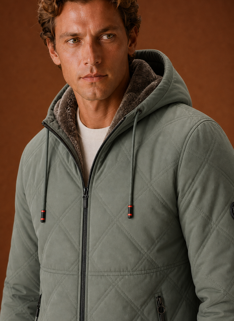 Chaqueta Acolchada para Hombre - Abrigo de Invierno con Capucha y Forro de Piel Sintética | Areleon