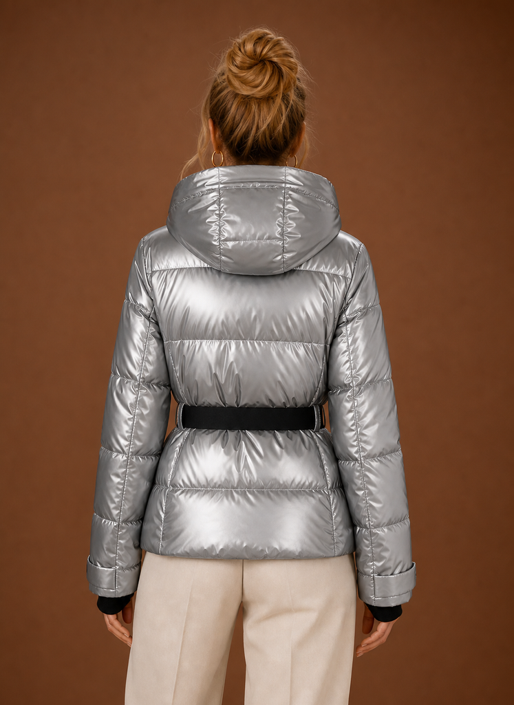 Chaqueta Acolchada para Mujeres - Abrigo Metálico con Capucha | Areleon