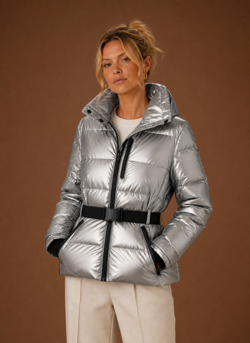Chaqueta Acolchada para Mujeres - Abrigo Metálico con Capucha | Areleon