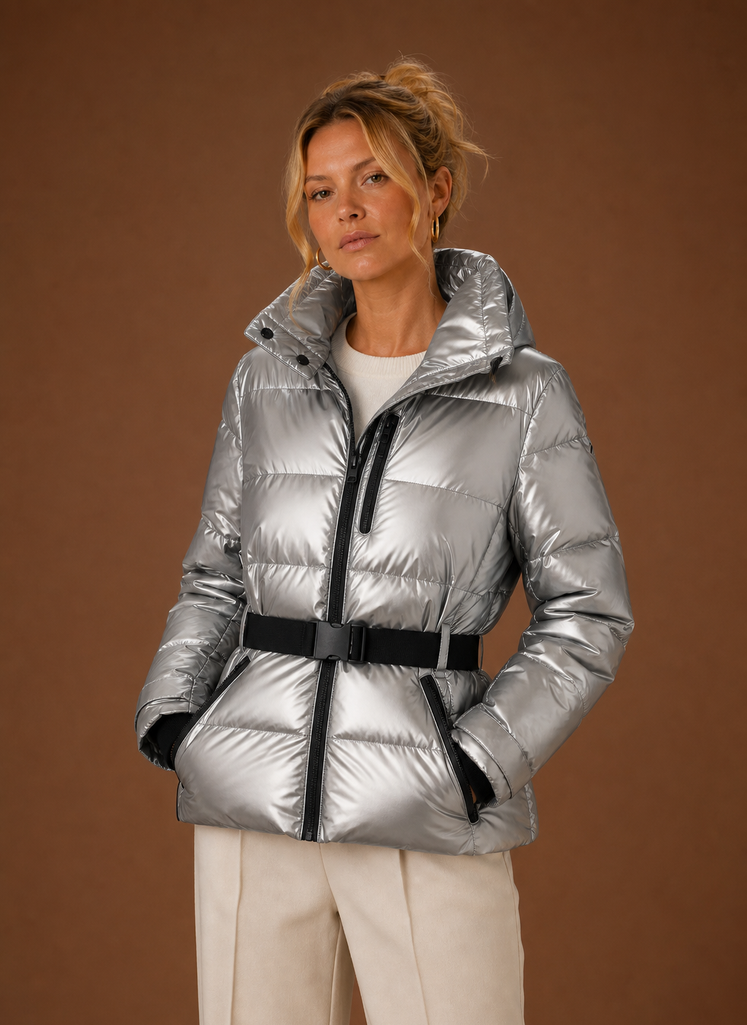 Chaqueta Acolchada para Mujeres - Abrigo Metálico con Capucha | Areleon