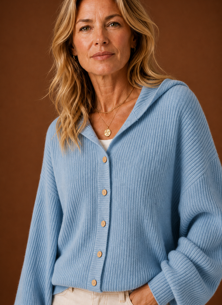 Cardigan de Punto para Mujeres - Suéter con Capucha y Botones | Areleon