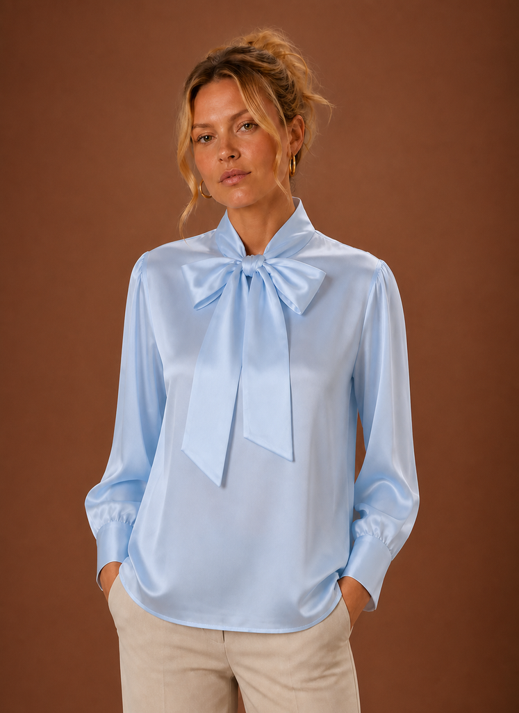 Blusa de Satén con Lazo para Mujeres | Areleon