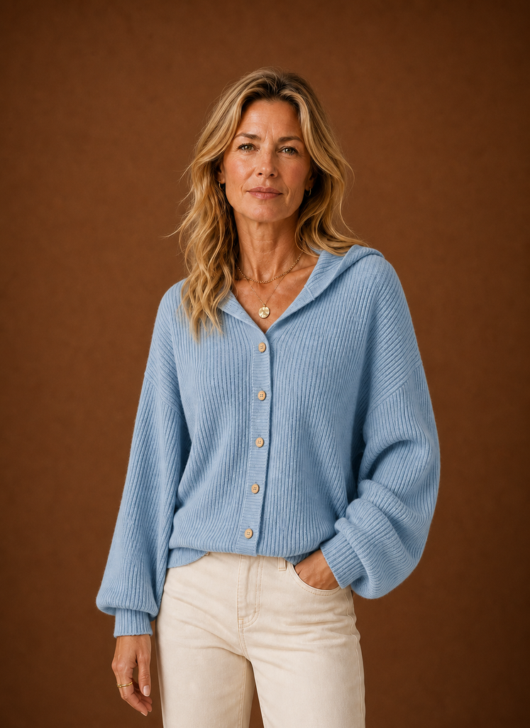 Cardigan de Punto para Mujeres - Suéter con Capucha y Botones | Areleon