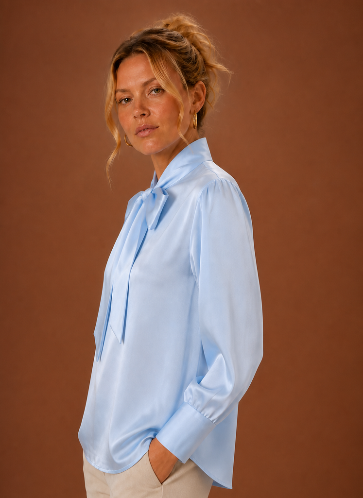 Blusa de Satén con Lazo para Mujeres | Areleon
