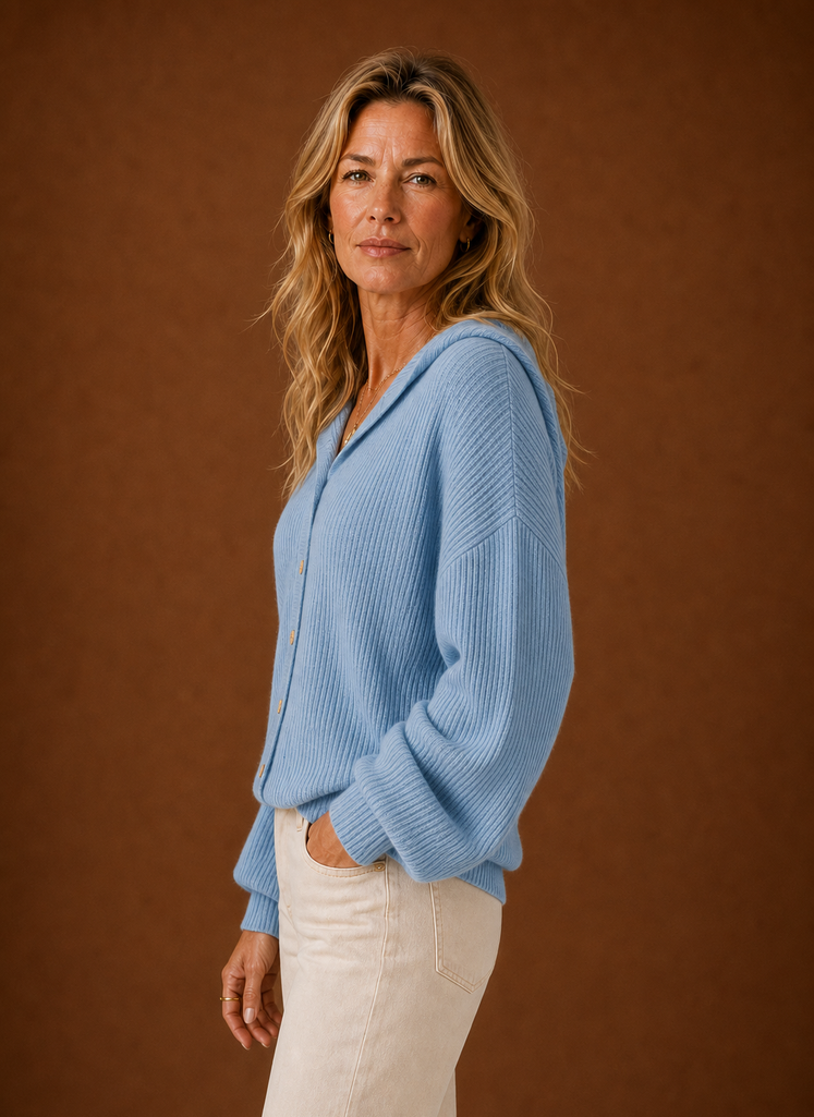 Cardigan de Punto para Mujeres - Suéter con Capucha y Botones | Areleon