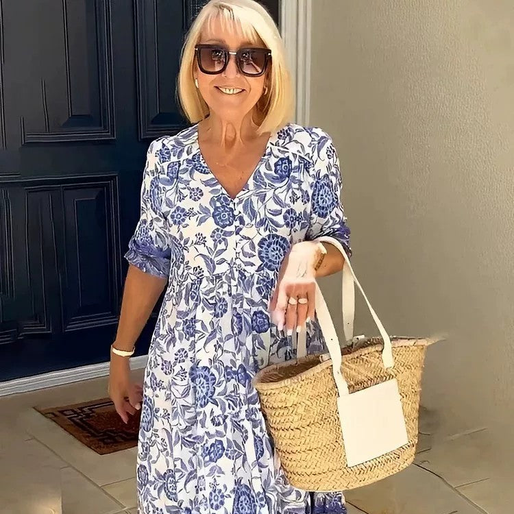 Vestido Midi Floral con Botones