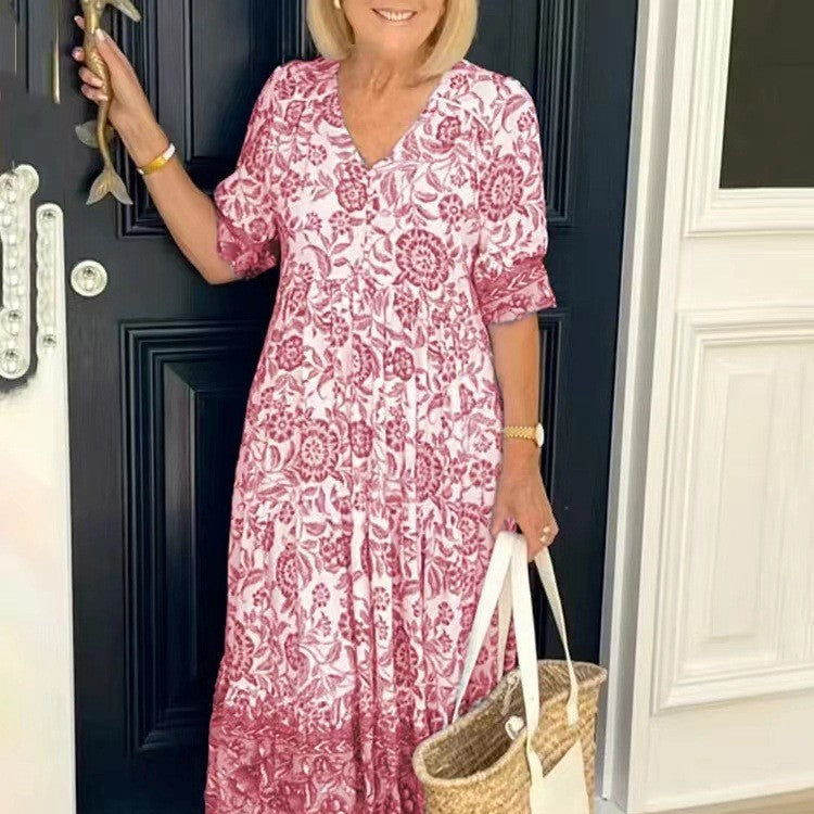 Vestido Midi Floral con Botones
