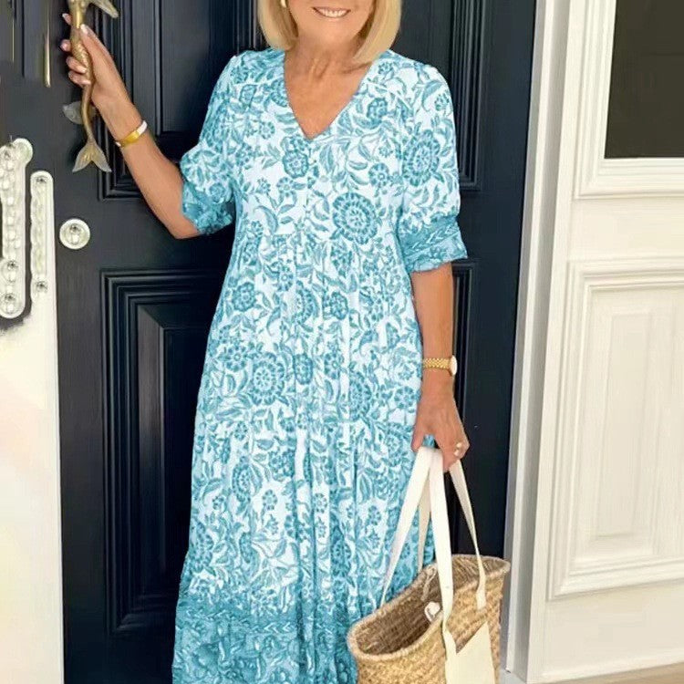 Vestido Midi Floral con Botones