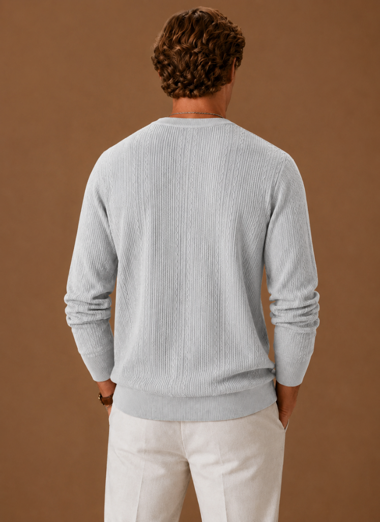 Suéter de Punto Cable para Hombre – Pulóver Texturizado de Cuello Redondo | Areleon