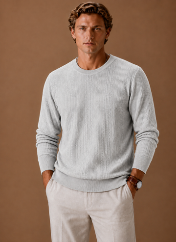 Suéter de Punto Cable para Hombre – Pulóver Texturizado de Cuello Redondo | Areleon