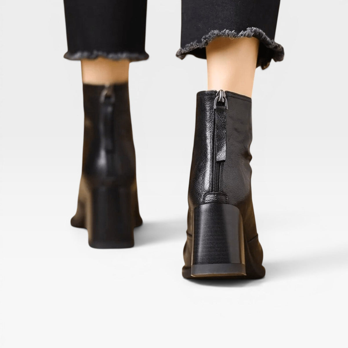 Botas de Tobillo para Mujer – Elegante Punta Cuadrada con Tacón Ancho Estilo Slip On