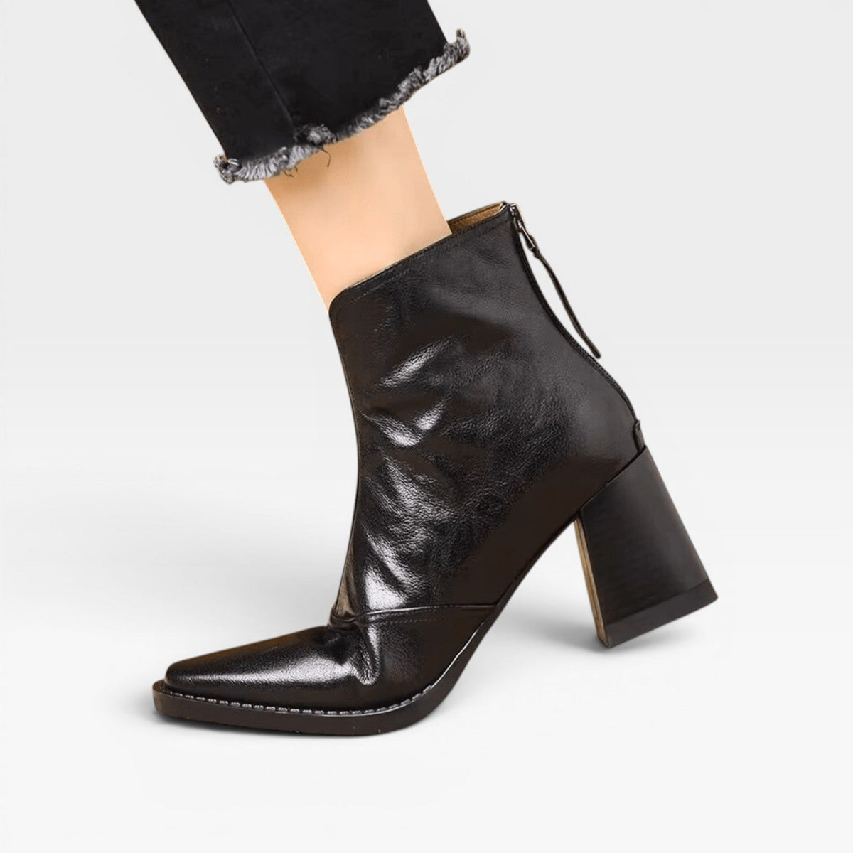 Botas de Tobillo para Mujer – Elegante Punta Cuadrada con Tacón Ancho Estilo Slip On