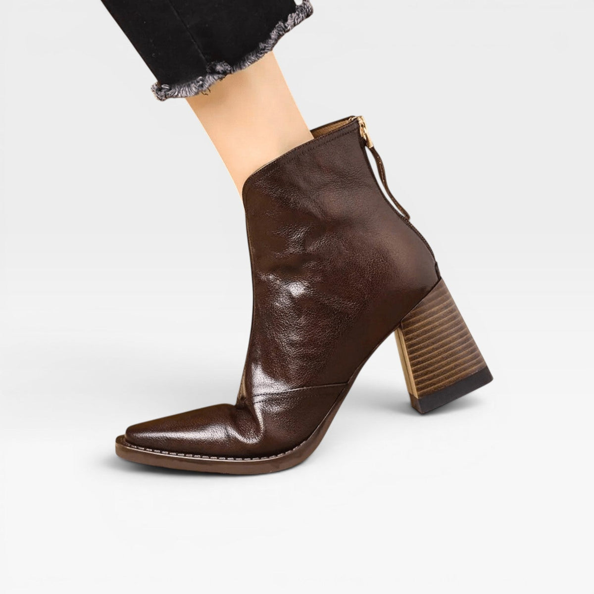 Botas de Tobillo para Mujer – Elegante Punta Cuadrada con Tacón Ancho Estilo Slip On