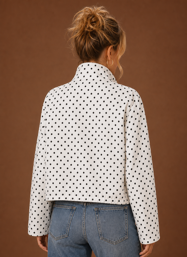 Chaqueta Ligera de Lunares para Mujer, Abrigo Casual con Cordón | Areleon
