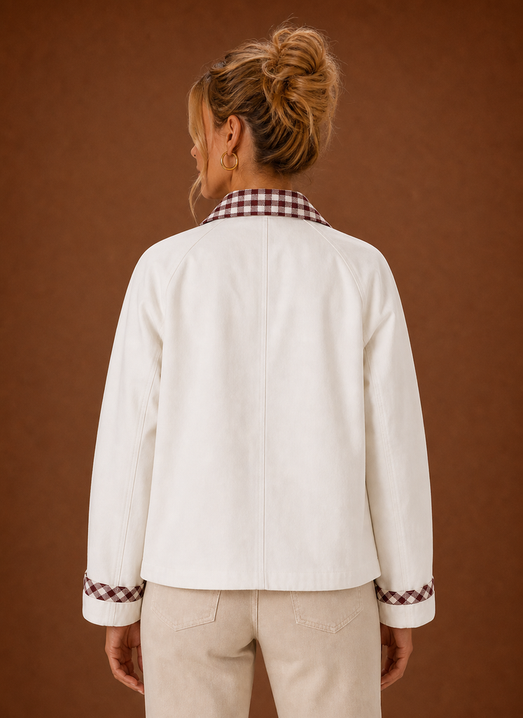 Chaqueta de granja para mujeres - Abrigo casual con cuello a cuadros | Areleon