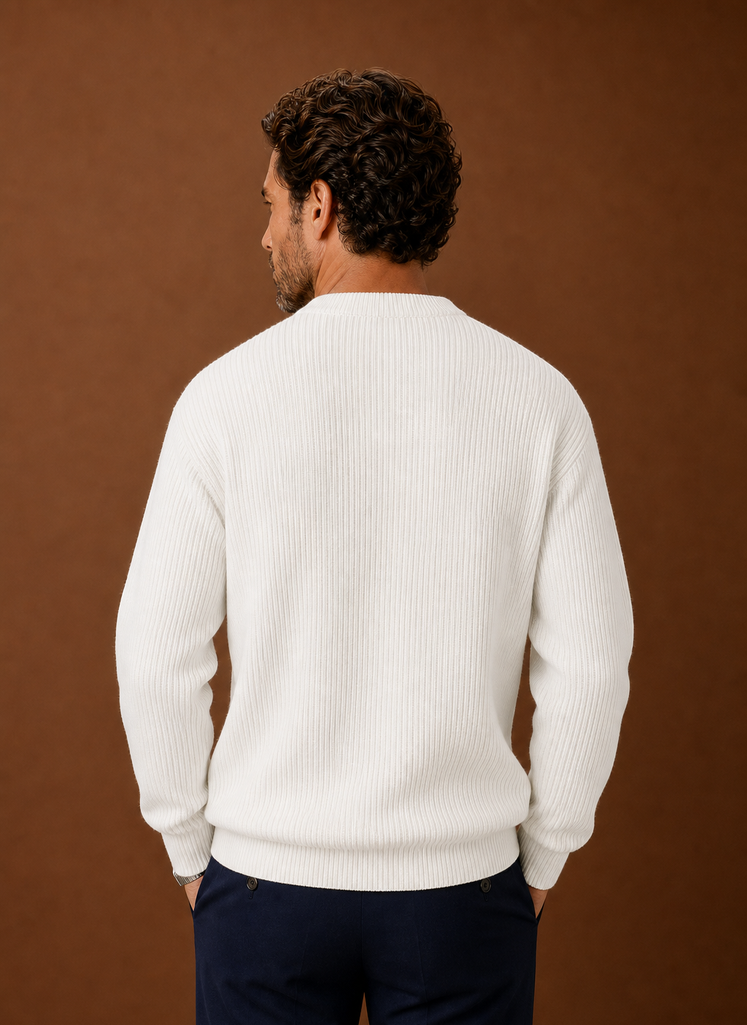 Suéter de Cuello Redondo Acanalado para Hombre | Areleon