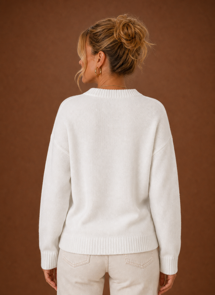 Suéter de Punto de Cuello Redondo para Mujer - Bandera Americana | Areleon