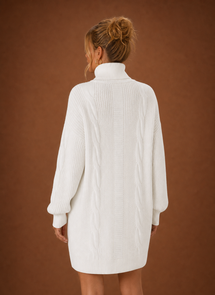 Vestido de Suéter de Cuello Alto para Mujer - Vestido de Punto | Areleon
