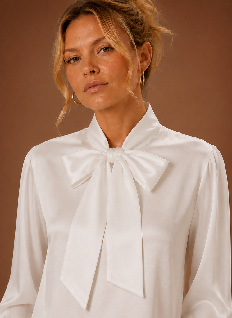 Blusa de Satén con Lazo para Mujeres | Areleon