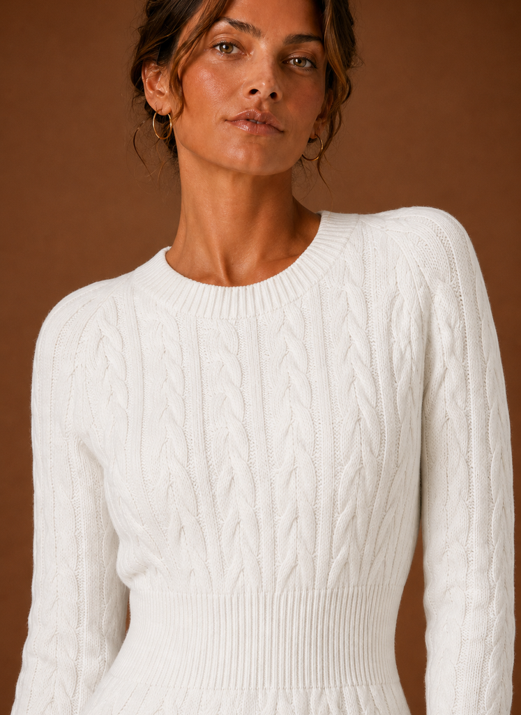 Vestido de Suéter de Punto Cable para Mujer - Vestido Mini de Manga Larga | Areleon