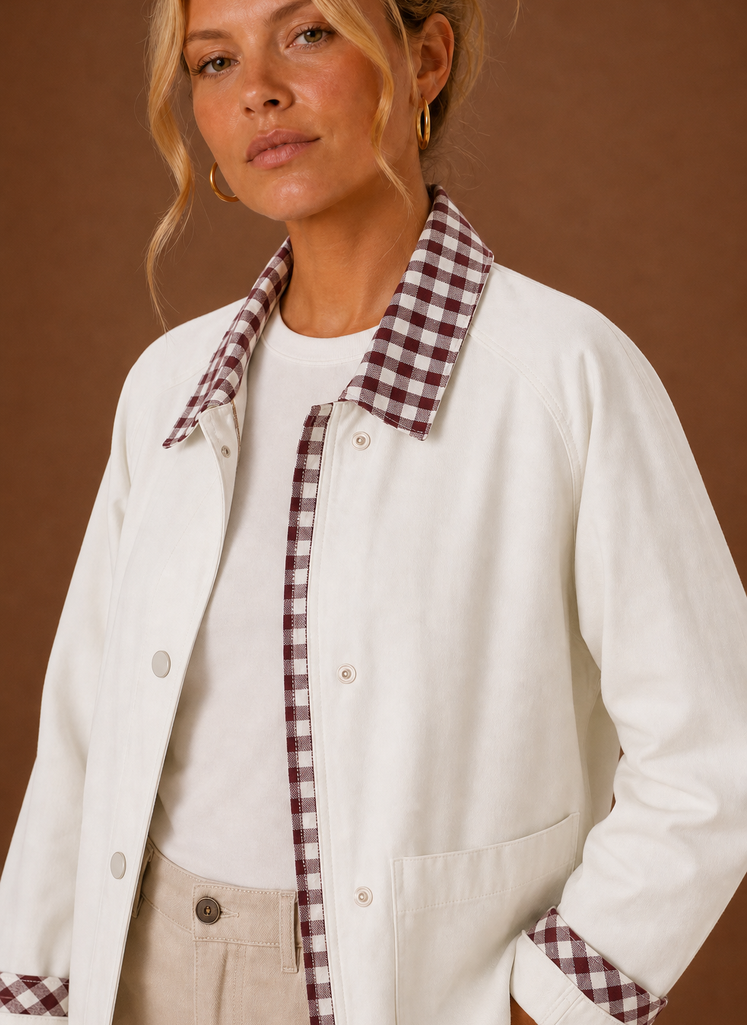 Chaqueta de granja para mujeres - Abrigo casual con cuello a cuadros | Areleon