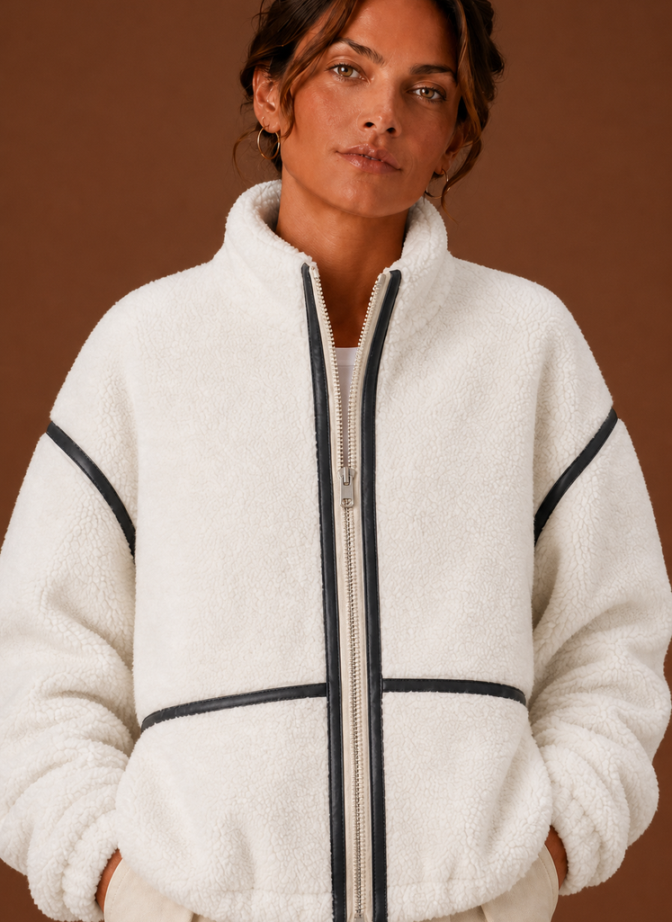 Chaqueta Sherpa para Mujeres - Abrigo de Forro Polar con Cremallera | Areleon