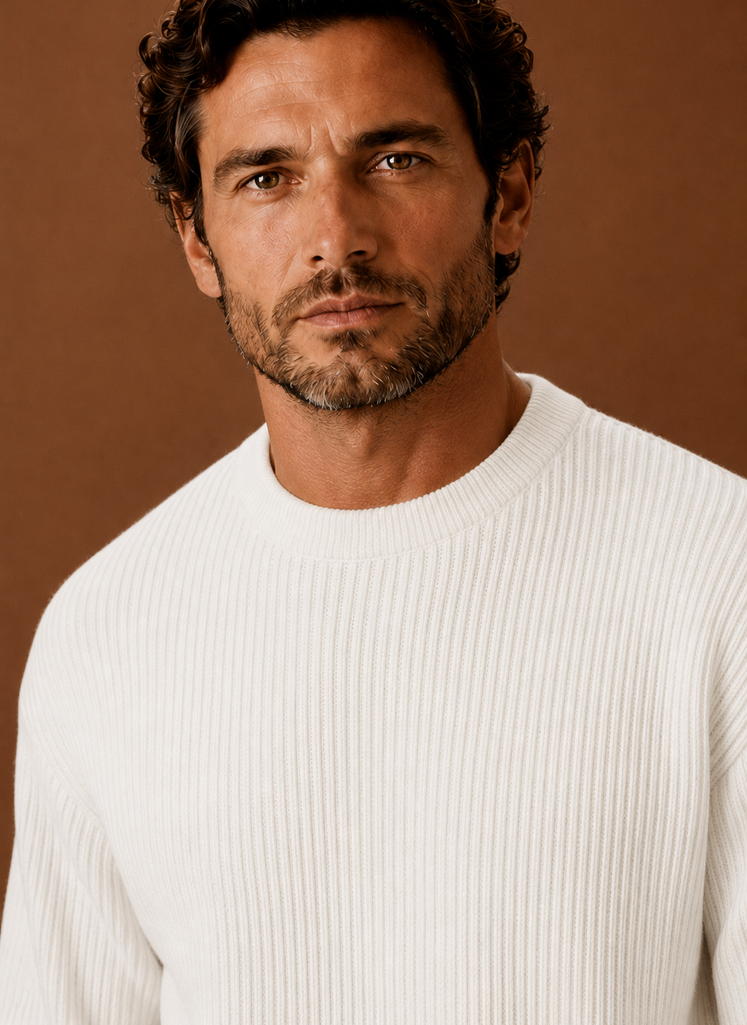 Suéter de Cuello Redondo Acanalado para Hombre | Areleon