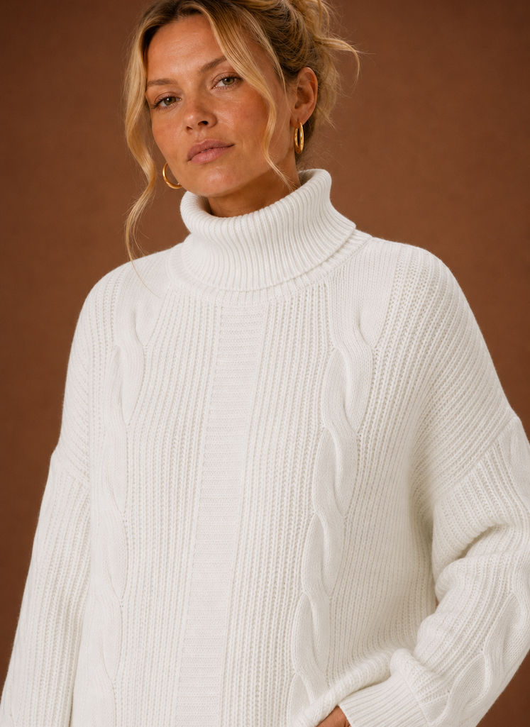 Vestido de Suéter de Cuello Alto para Mujer - Vestido de Punto | Areleon