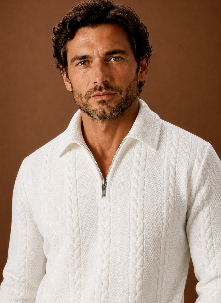 Suéter de Cuello Alto de Punto de Cable para Hombre | Areleon