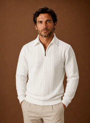 Suéter de Cuello Alto de Punto de Cable para Hombre | Areleon