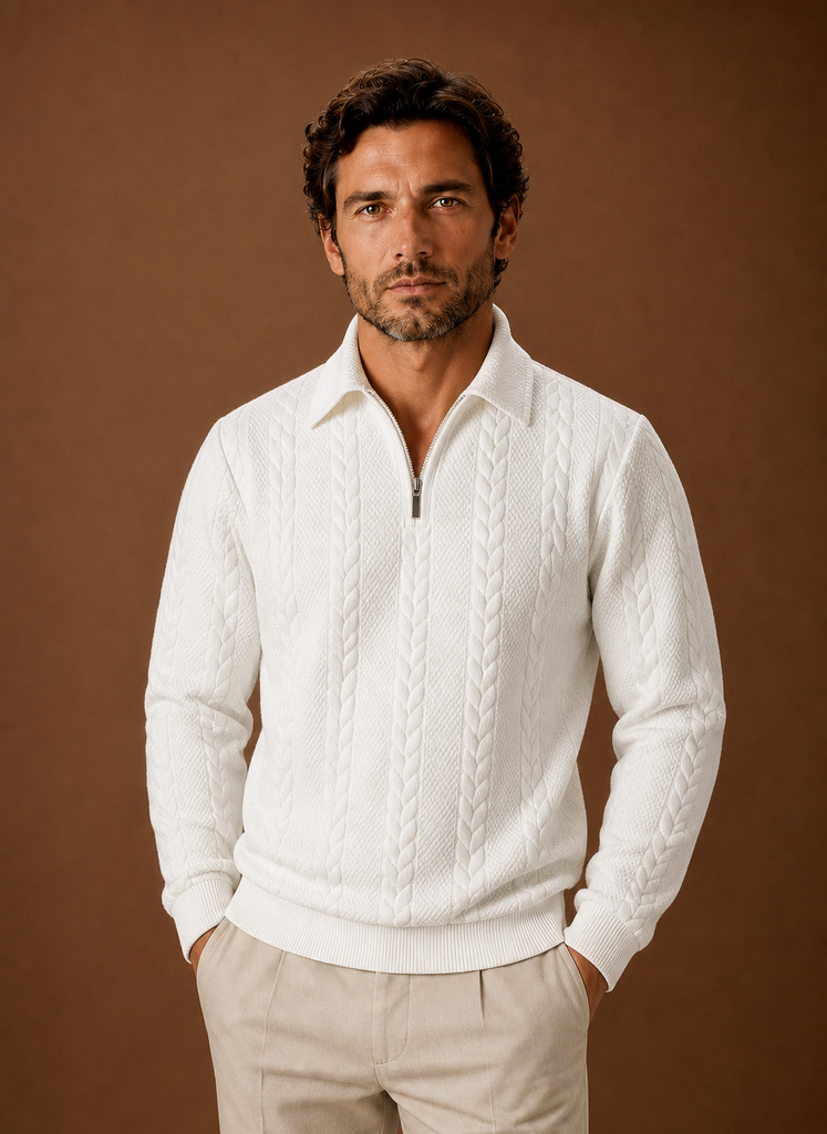 Suéter de Cuello Alto de Punto de Cable para Hombre | Areleon