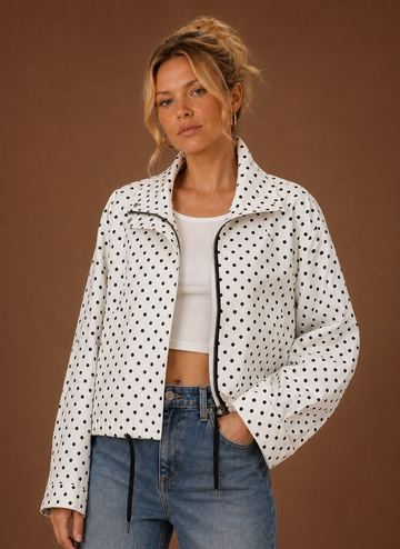Chaqueta Ligera de Lunares para Mujer, Abrigo Casual con Cordón | Areleon