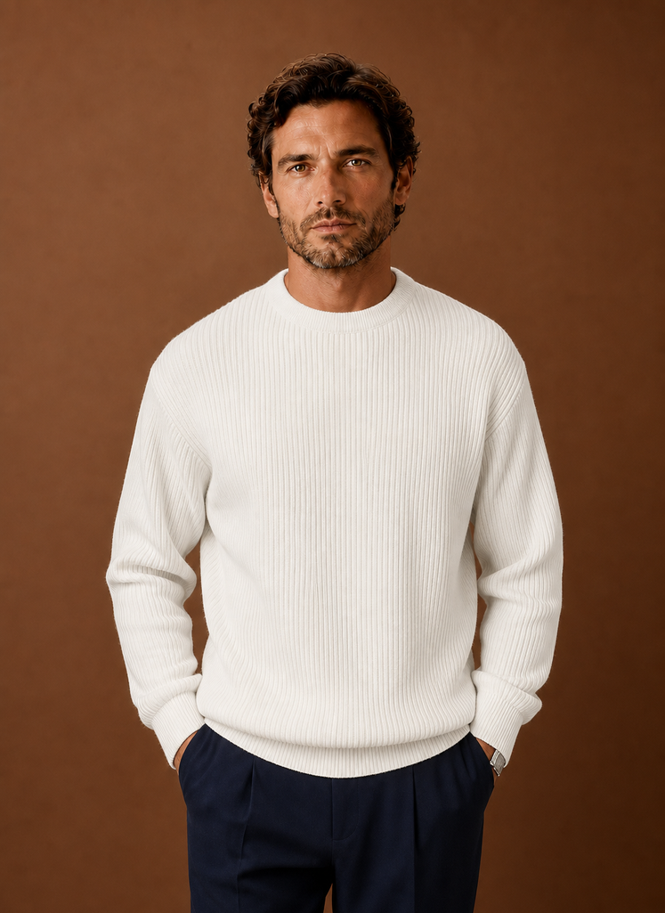 Suéter de Cuello Redondo Acanalado para Hombre | Areleon