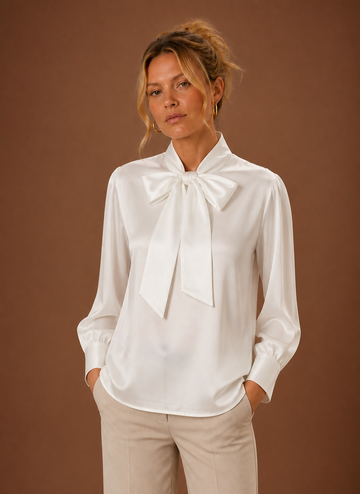 Blusa de Satén con Lazo para Mujeres | Areleon